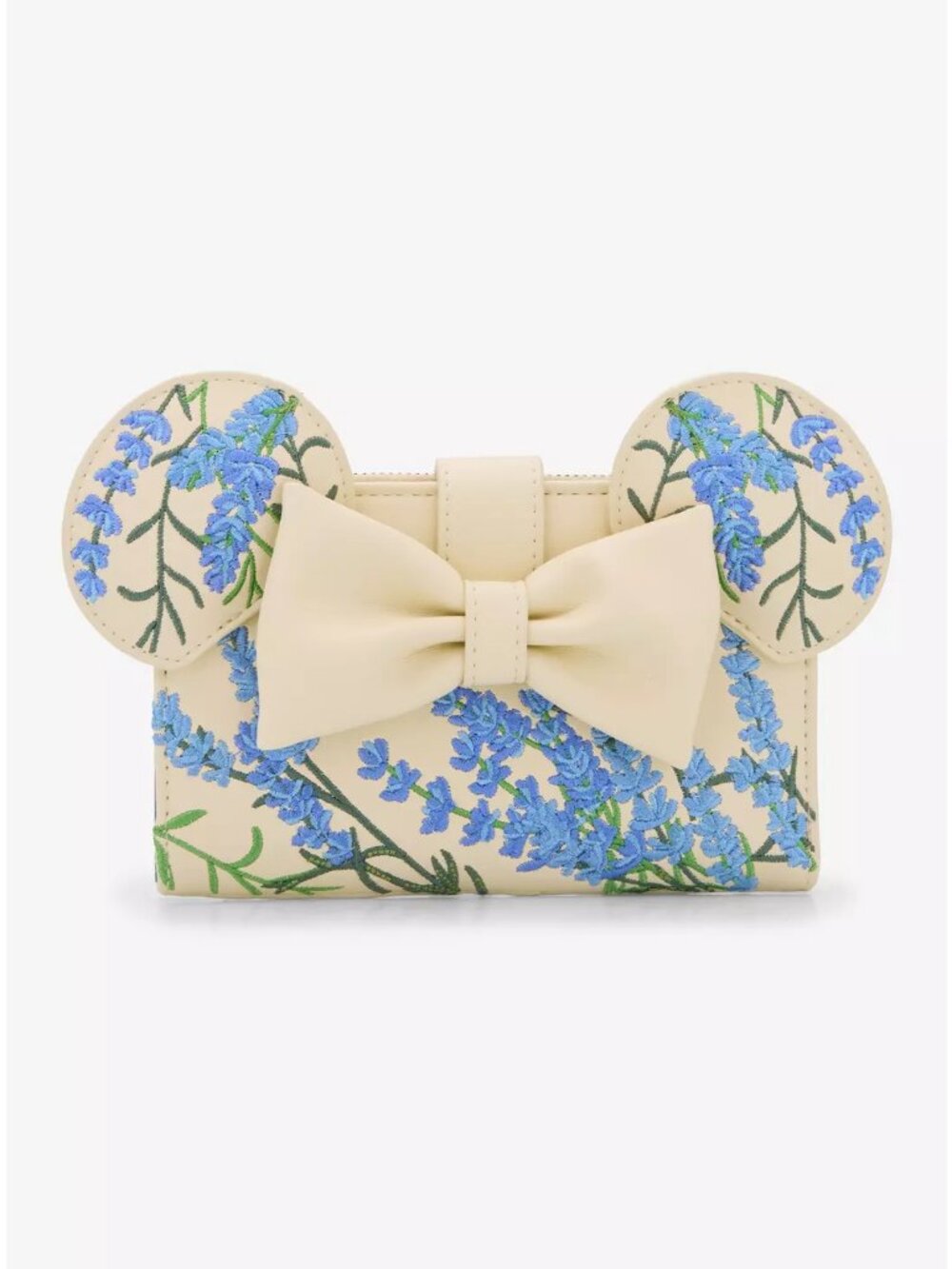Loungefly Disney Minnie Mouse Floral Wallet Blue Floral With Bow Accent New